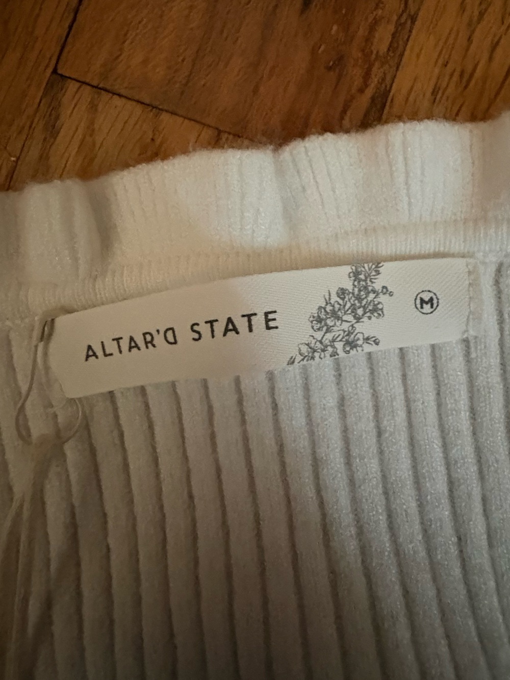 Altar'd State White Ribbed Ruffle-Trim Top - Picture 3 of 3